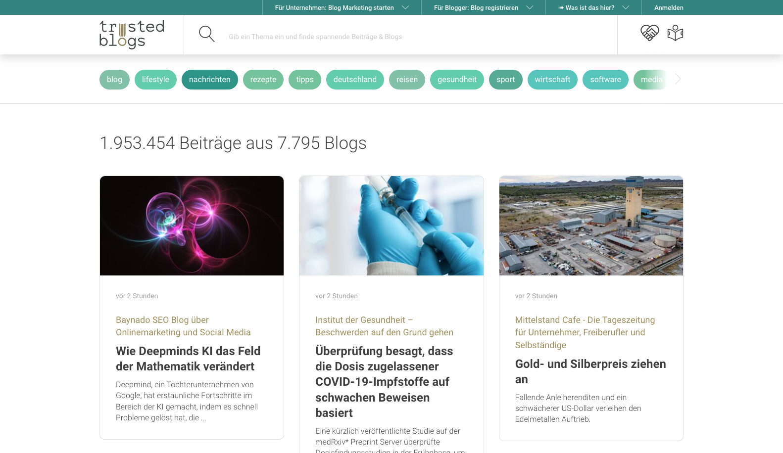 Blog-Suchmaschine trusted blogs